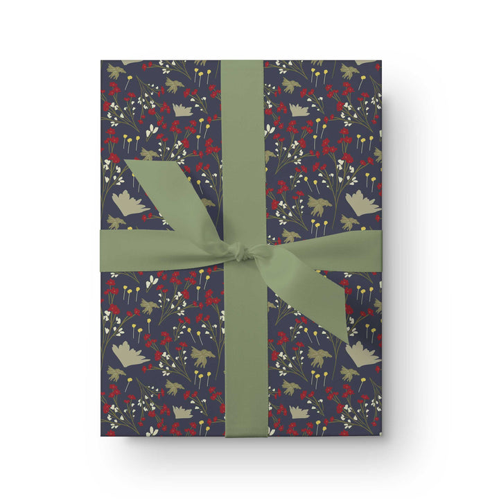 Filler Park #1 - Black & Yellow Floral Wrapping Paper - Clearance Item