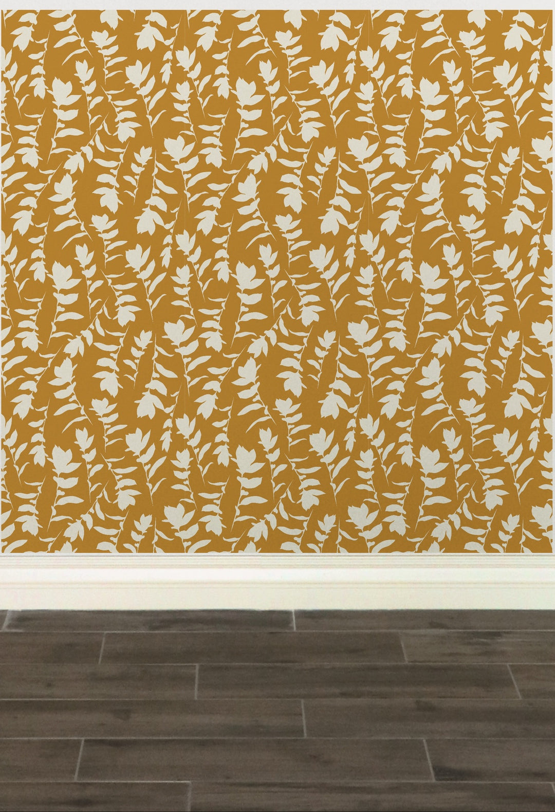 Orange Spice & Cream Carla's Leaves Peel and Stick Wallpaper