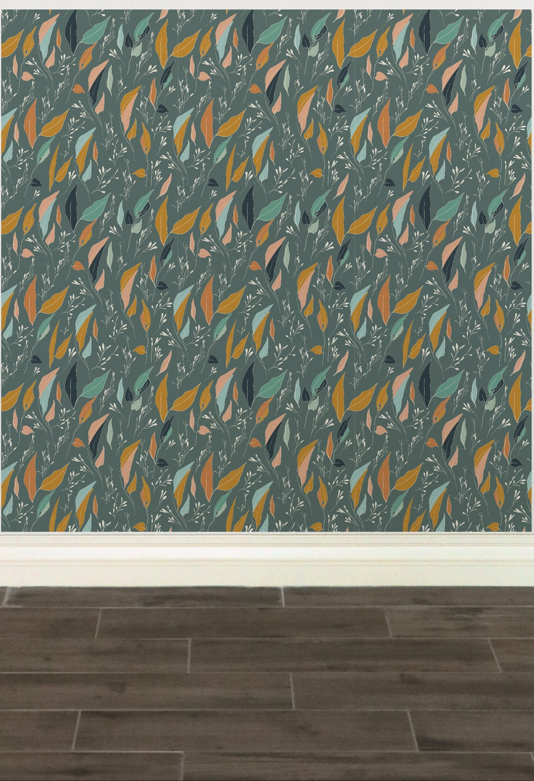 Serenity Flow Boho Sage Green Leaves Peel and Stick Wallpaper