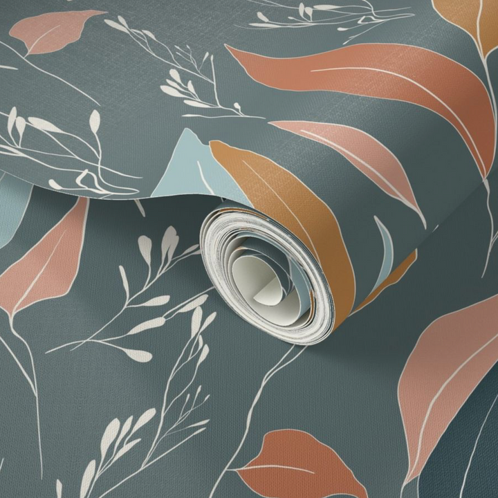 Serenity Flow Boho Sage Green Leaves Peel and Stick Wallpaper