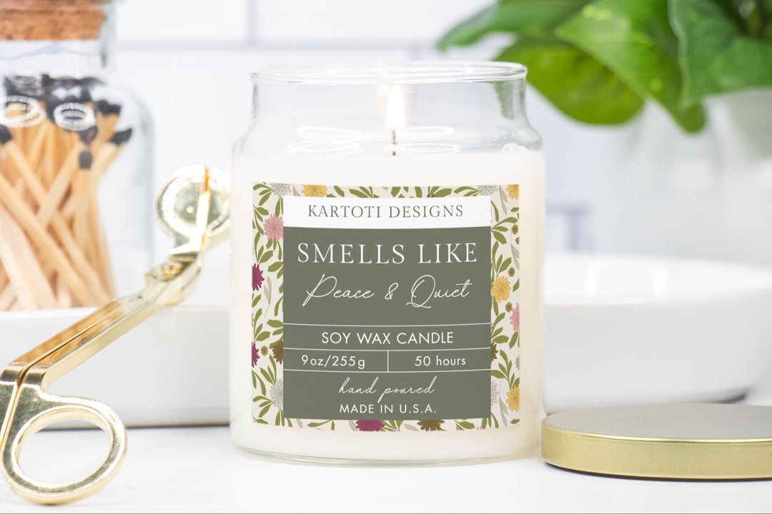 Smells Like Peace & Quiet – 9oz Apothecary Jar Candle