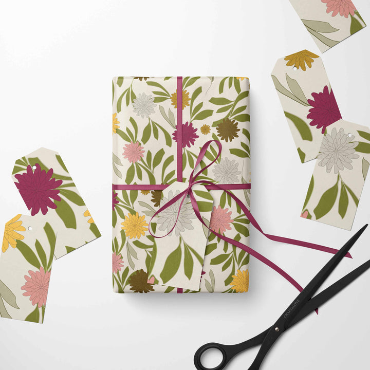 Dancing Marigolds Wrapping Paper & Gift Tag Bundle