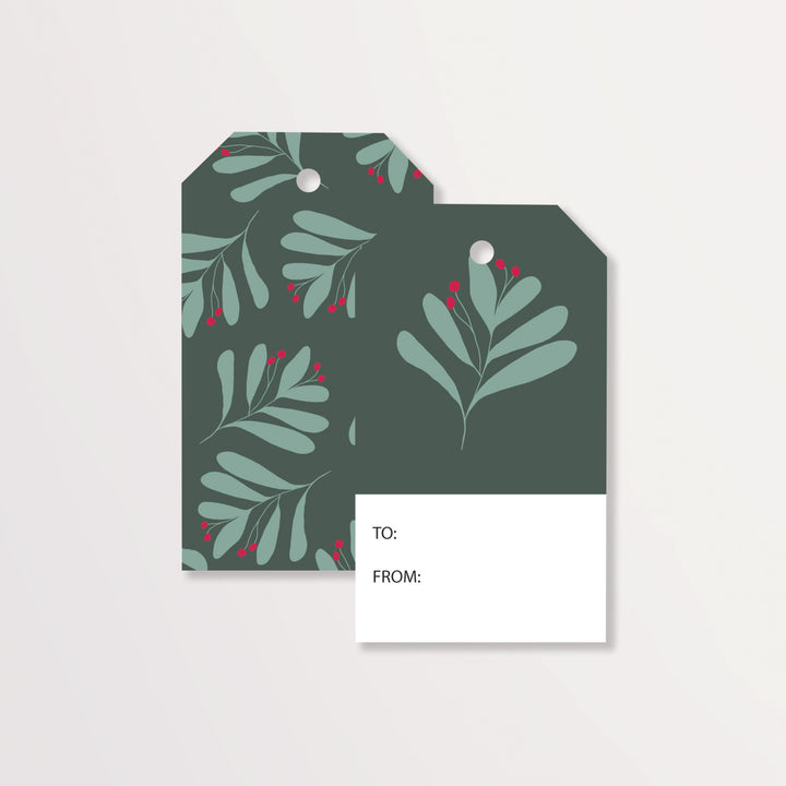 Christmas Green Mistletoe Wrapping Paper & Gift Tag Bundle Set