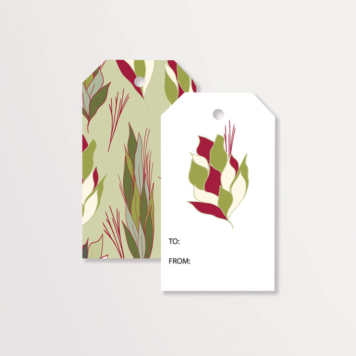 Green Christmas Pinecones Wrapping Paper & Gift Tag Bundle Set