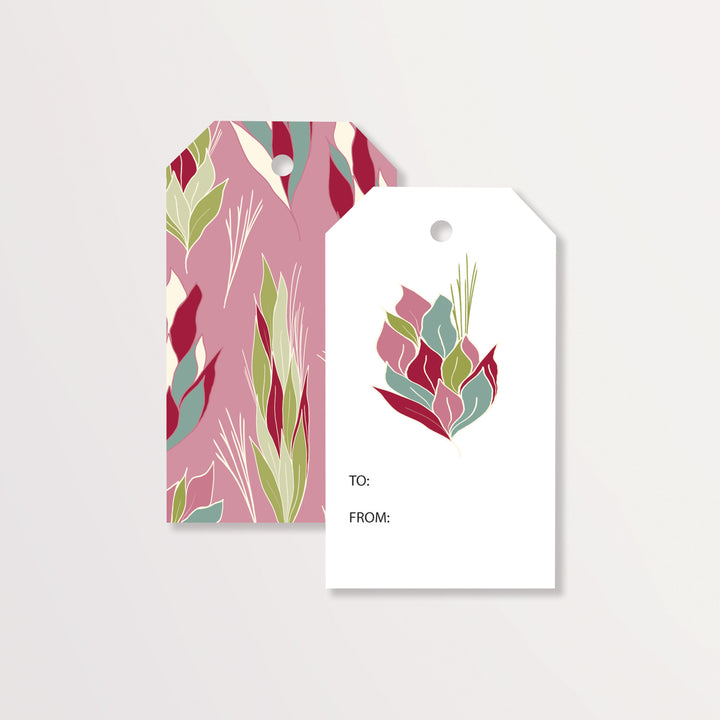 Pink Christmas Pinecones Wrapping Paper & Gift Tag Bundle Set