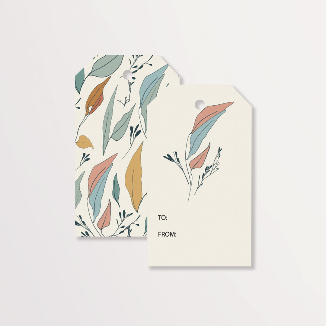 Serenity Flow Boho Leaves in Cream Gift Tags