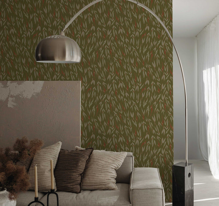 Harmony Leaf Olive Green Peel and Stick Wallpaper