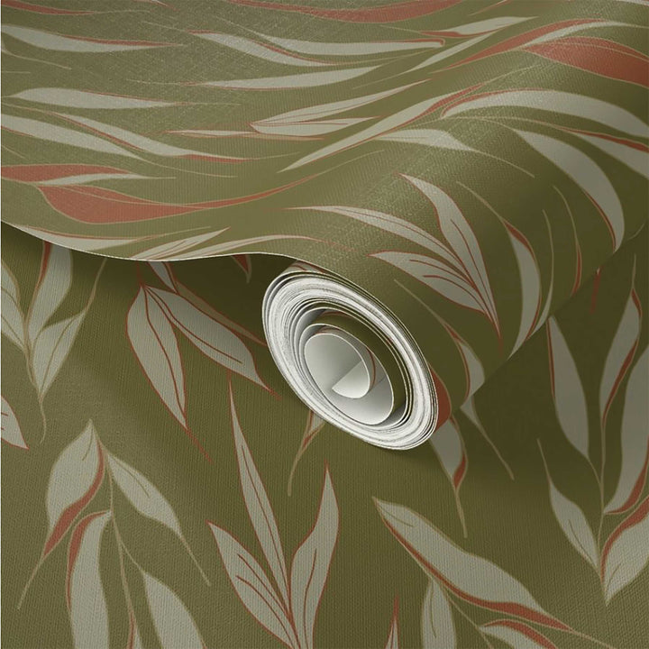 Harmony Leaf Olive Green Peel and Stick Wallpaper