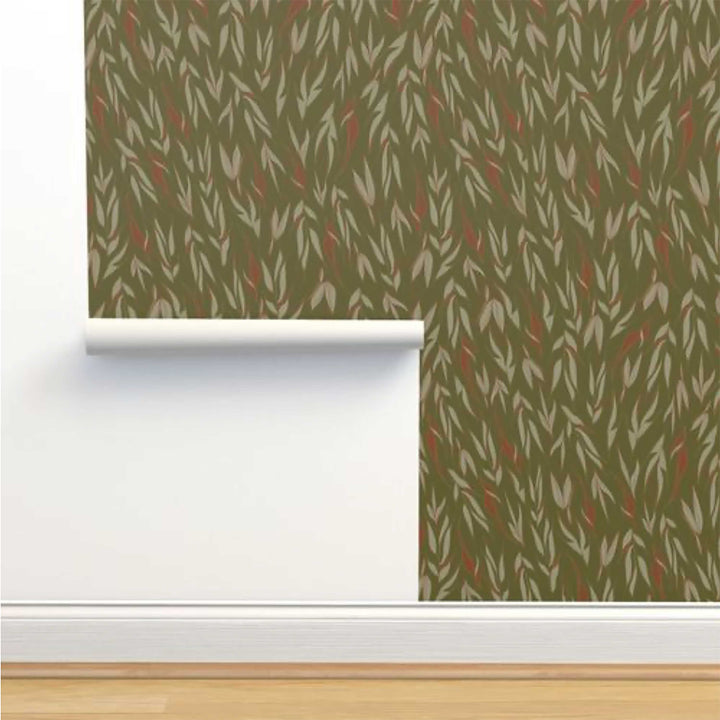 Harmony Leaf Olive Green Peel and Stick Wallpaper