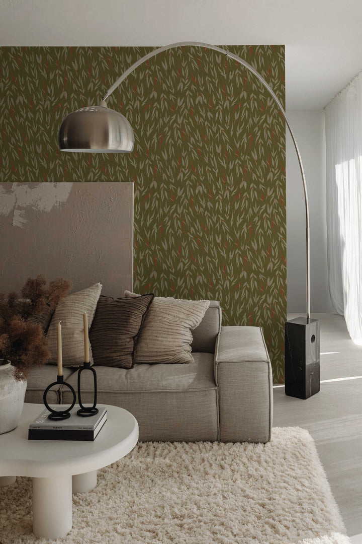 Harmony Leaf Olive Green Peel and Stick Wallpaper