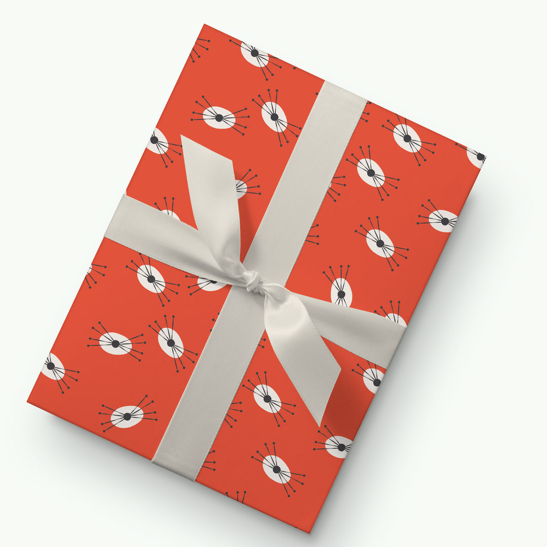 Astro Lash Red Retro Wrapping Paper