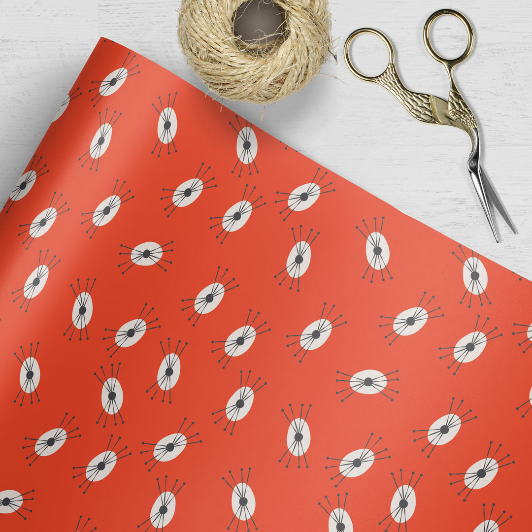 Astro Lash Red Retro Wrapping Paper