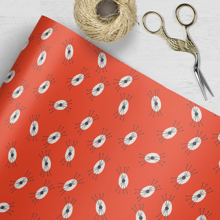 Astro Lash Red Retro Wrapping Paper