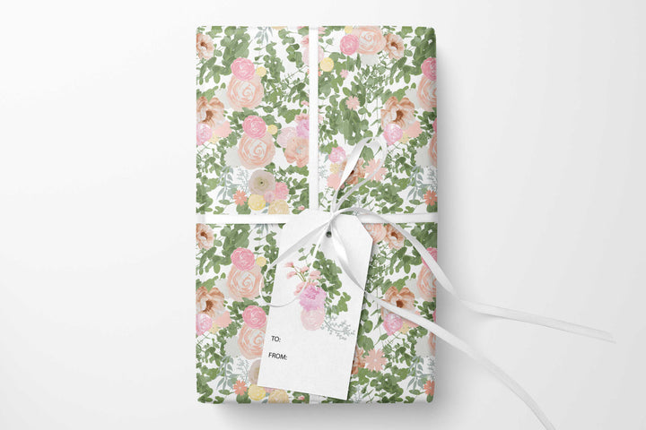 Riley's Flowers Wrapping Paper & Gift Tags Bundle