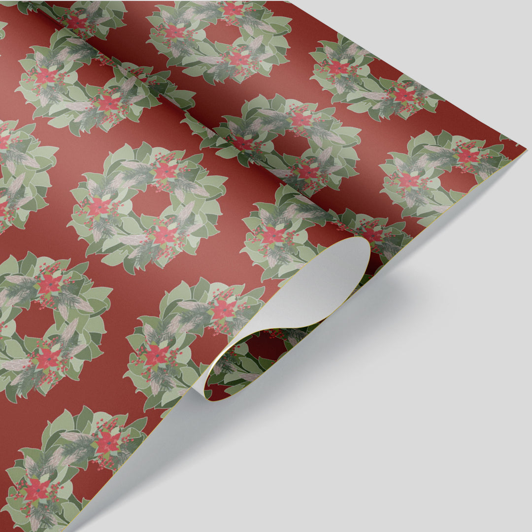 Magnolia Wreath Christmas Wrapping Paper