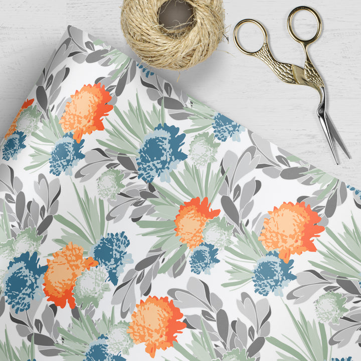 Davina Orange Floral Wrapping Paper