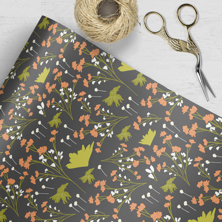Filler Park #6 Coffee Green Leaf Floral Wrapping Paper - Clearance Item