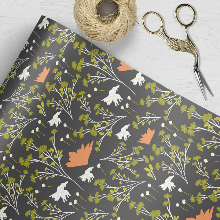 Filler Park #7 Coffee Peach Leaf Floral Wrapping Paper - Clearance Item