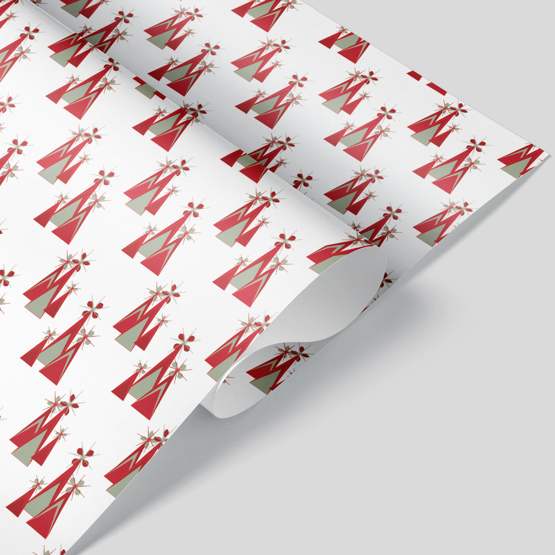 Christmas Red Mountain Trees Wrapping Paper