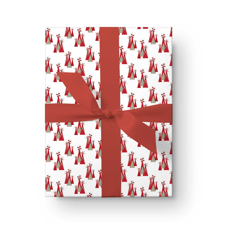 Christmas Red Mountain Trees Wrapping Paper