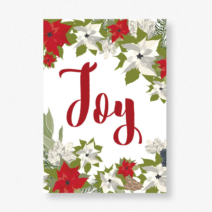 Joy Christmas Poinsettia Floral  Art Print - Clearance Item
