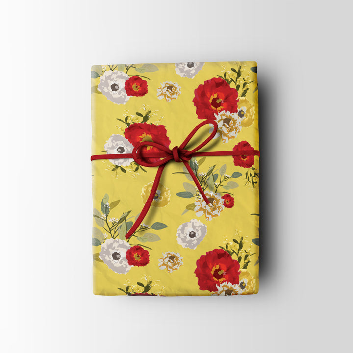 Yellow Peonies du Jour Floral Wrapping Paper - Clearance Item