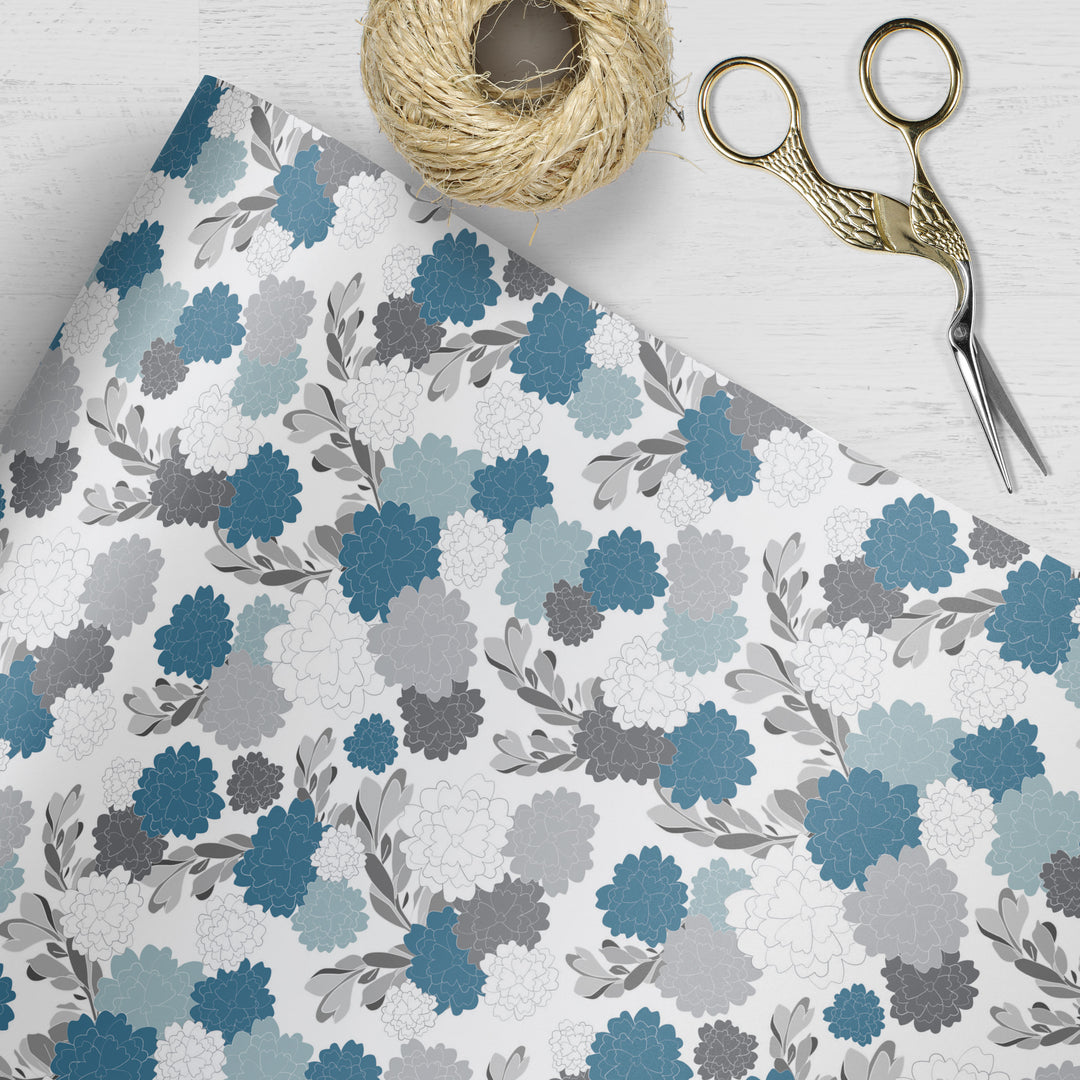 Royal Mum Blue Floral Wrapping Paper