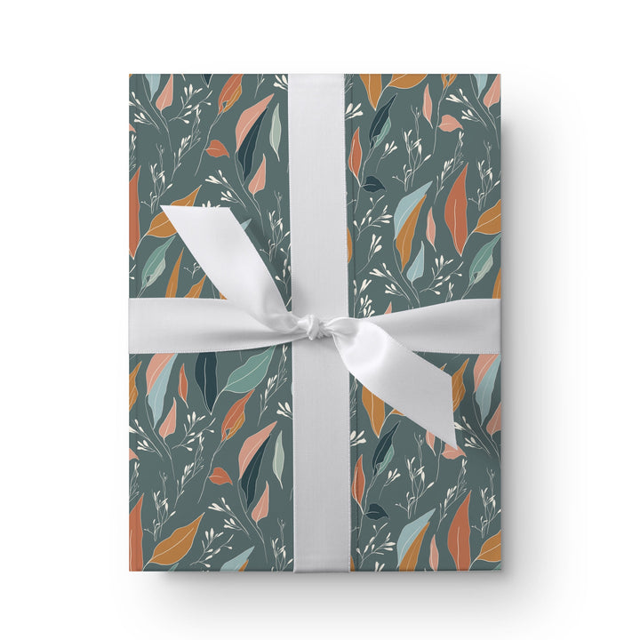Serenity Flow Leaves Sage Green Wrapping Paper