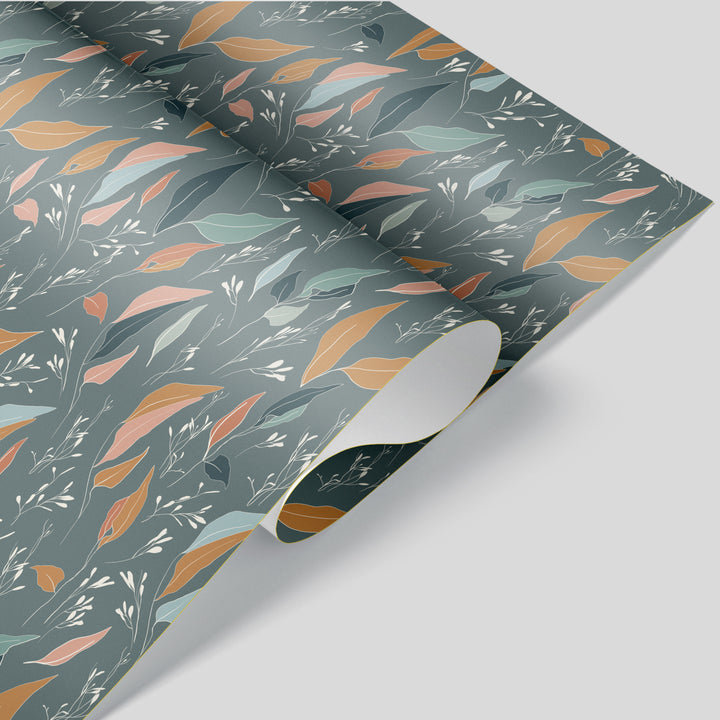 Serenity Flow Leaves Sage Green Wrapping Paper