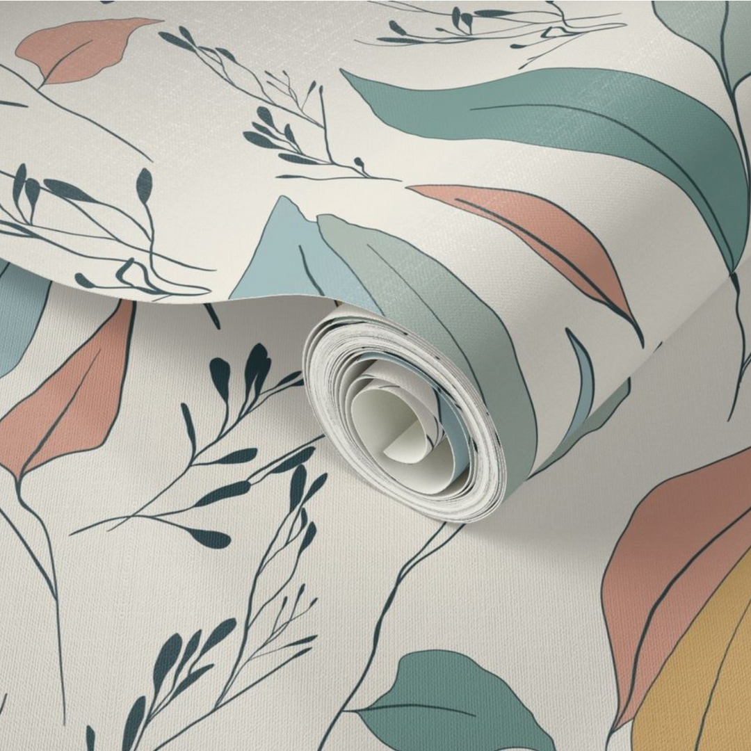 Boho Serenity Flow Leaves Peel and Stick Wallpaper