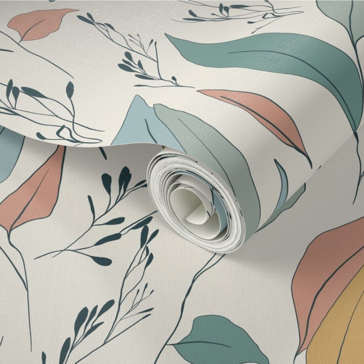 Boho Serenity Flow Leaves Peel and Stick Wallpaper