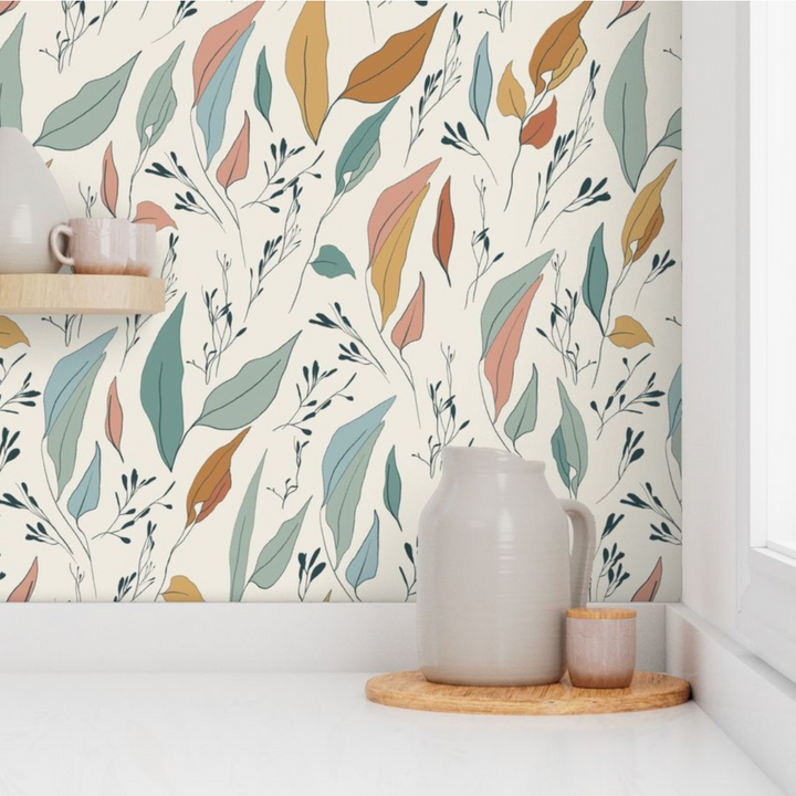 Boho Serenity Flow Leaves Peel and Stick Wallpaper