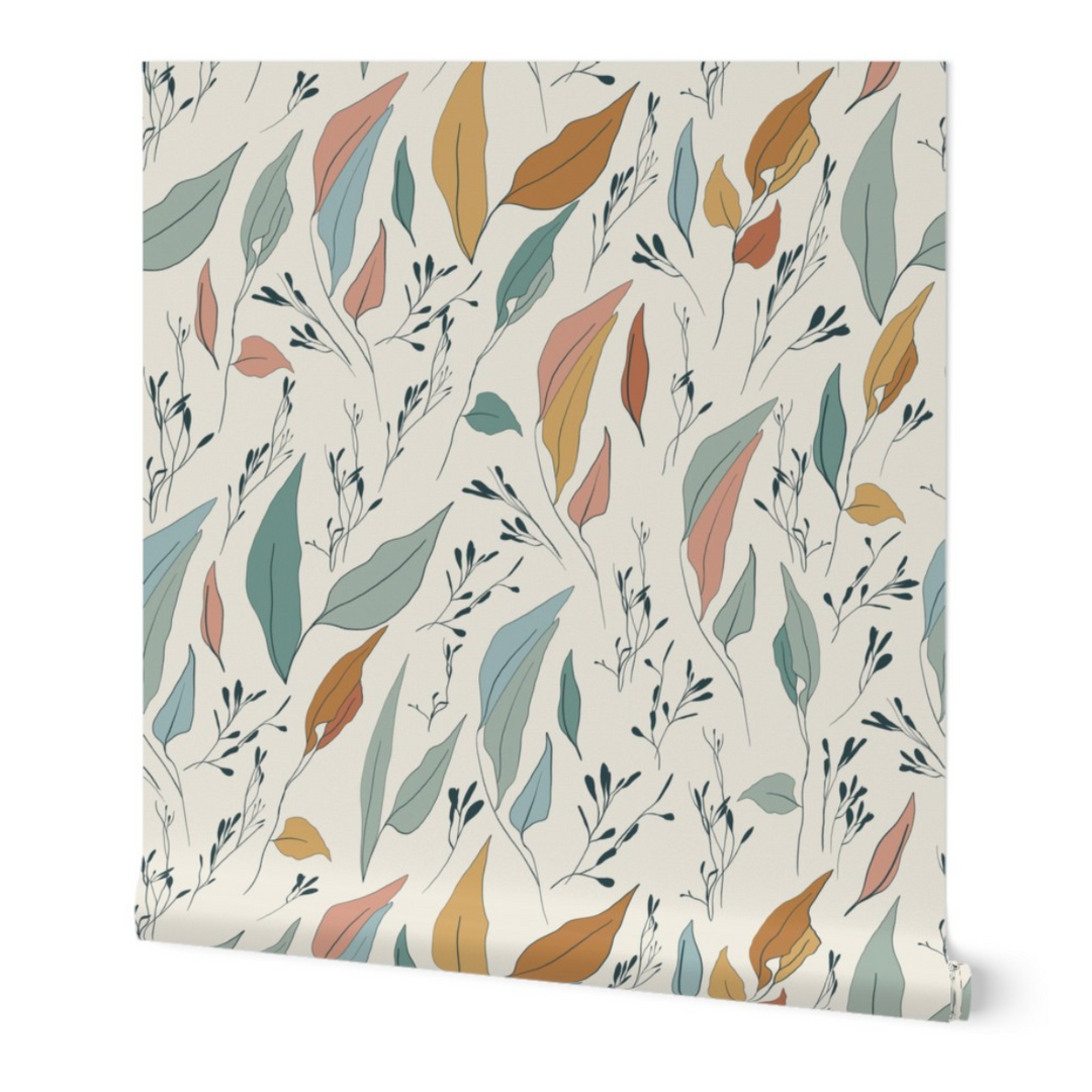 Boho Serenity Flow Leaves Peel and Stick Wallpaper