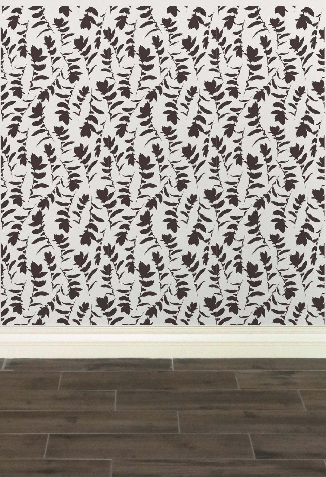White & Black Carla's Leaves Peel and Stick Wallpaper