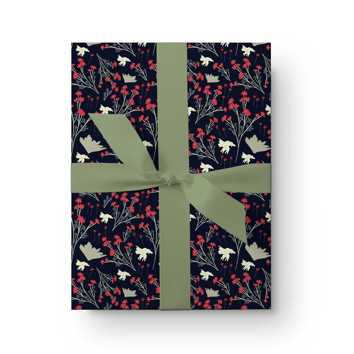 Filler Park #2- Black & Red Floral Wrapping Paper - Clearance Item
