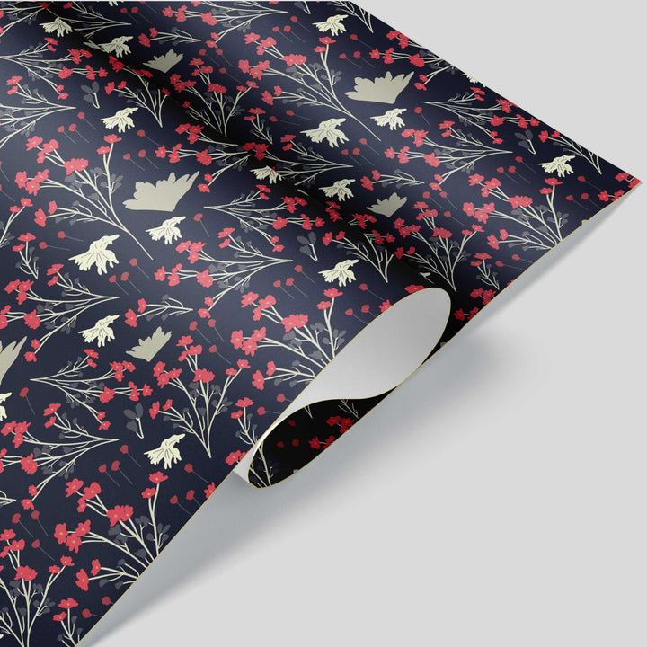 Filler Park #2- Black & Red Floral Wrapping Paper - Clearance Item