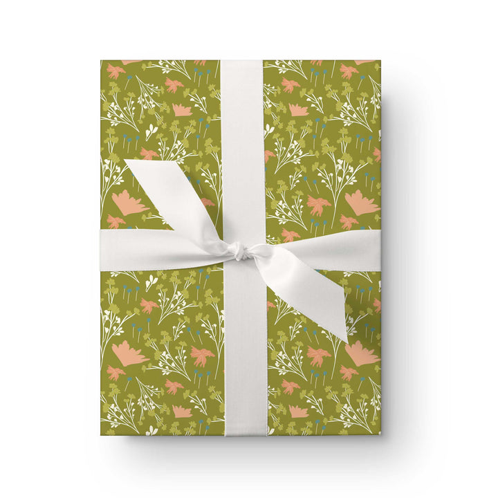 Filler Park #4 Green Floral Wrapping Paper - Clearance Item