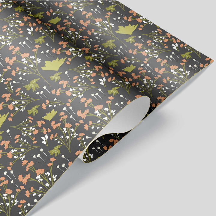 Filler Park #6 Coffee Green Leaf Floral Wrapping Paper - Clearance Item