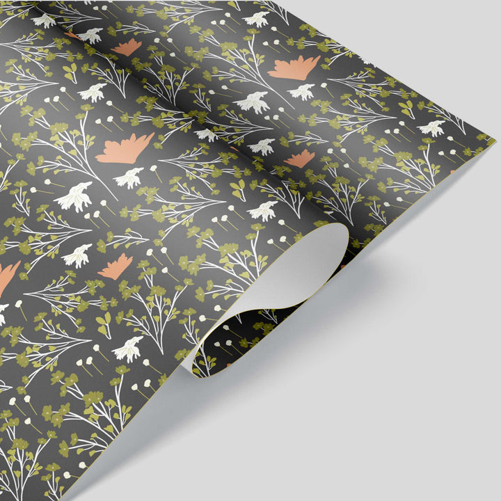 Filler Park #7 Coffee Peach Leaf Floral Wrapping Paper - Clearance Item