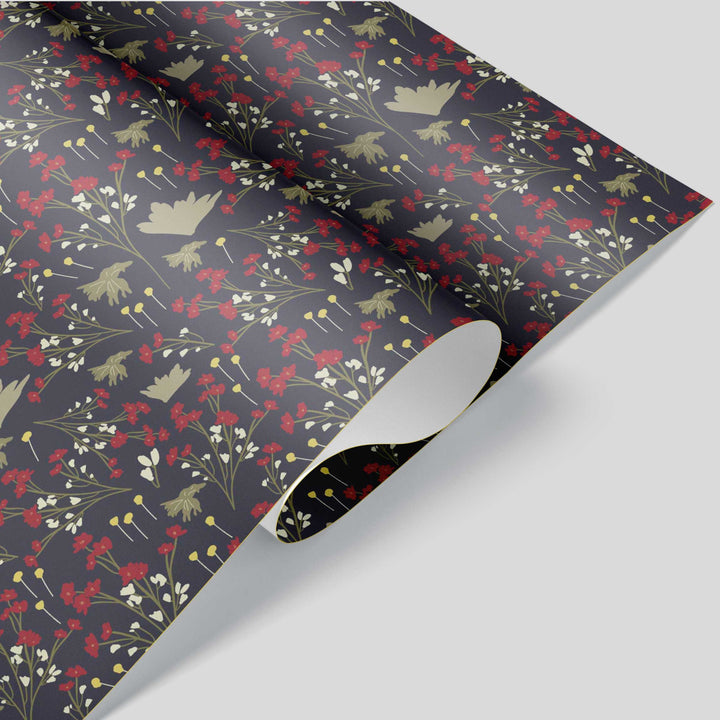 Filler Park #1 - Black & Yellow Floral Wrapping Paper - Clearance Item