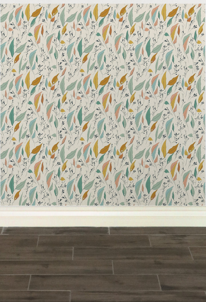 Boho Serenity Flow Leaves Peel and Stick Wallpaper