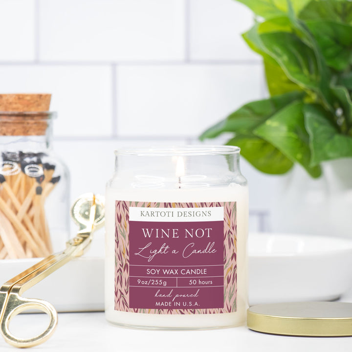Wine Not Light a Candle Apothecary Candle Jar 9oz