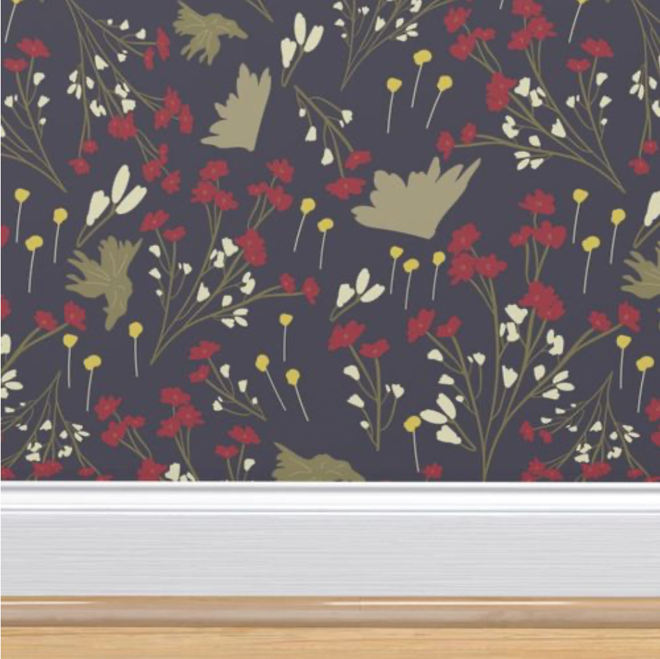 Filler Park Design 01 Red and Green Floral Wallpaper