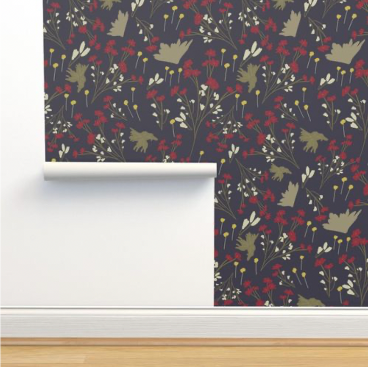 Filler Park Design 01 Red and Green Floral Wallpaper