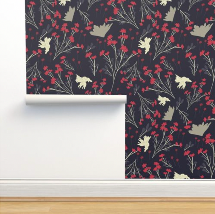 Filler Park Design 02 Black and Red Floral Design Wallpaper