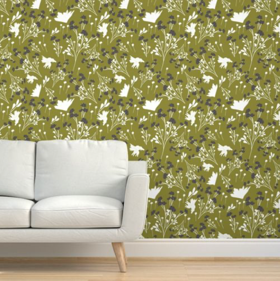Filler Park Design 09 Green and White Floral Wallpaper