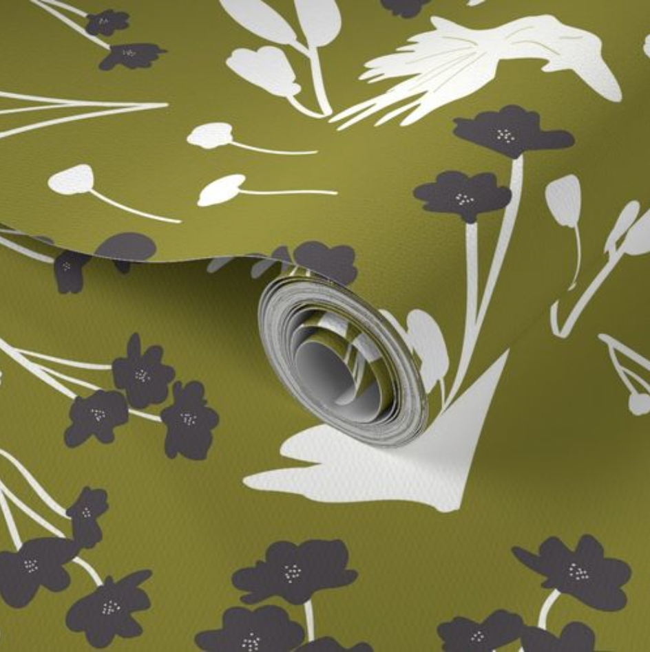 Filler Park Design 09 Green and White Floral Wallpaper