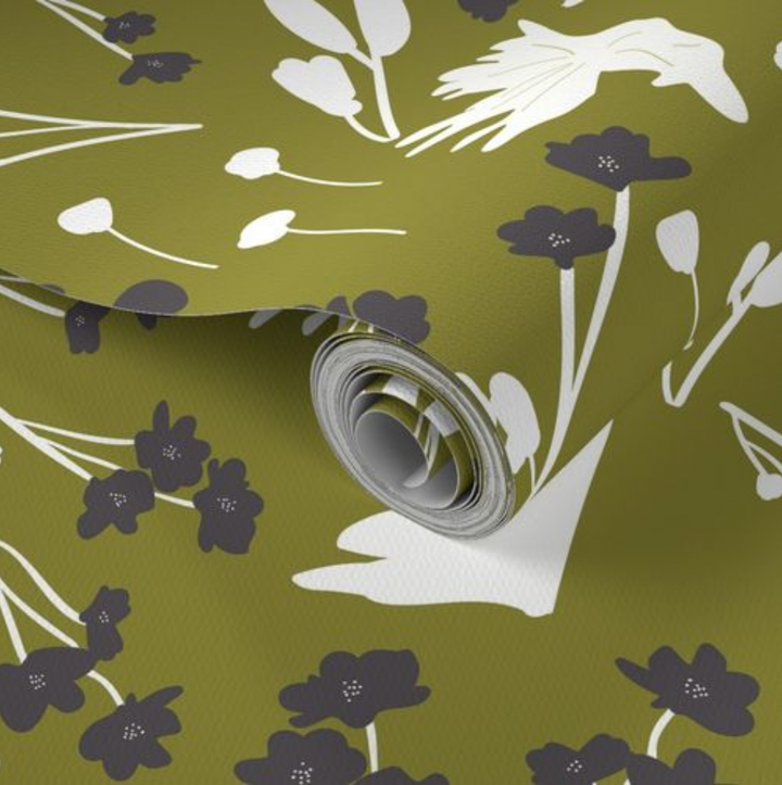 Filler Park Design 09 Green and White Floral Wallpaper