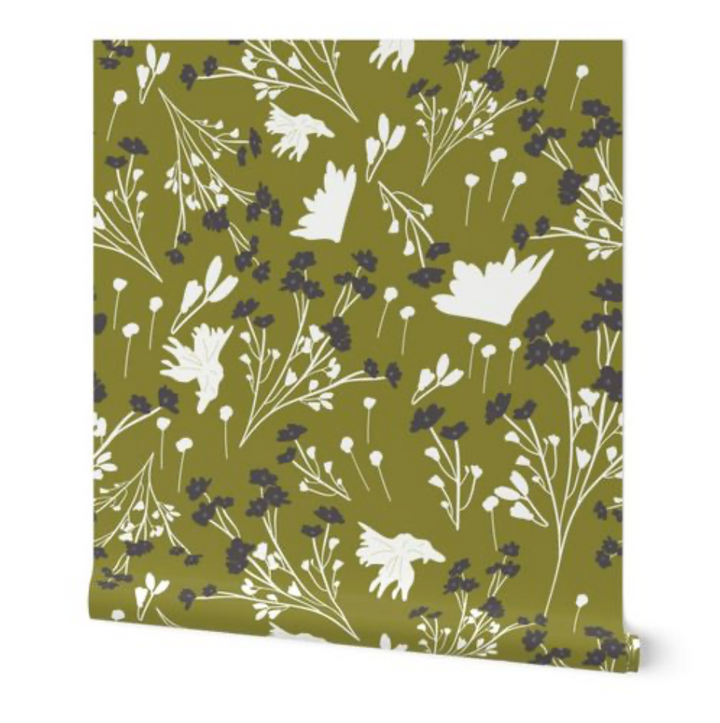 Filler Park Design 09 Green and White Floral Wallpaper