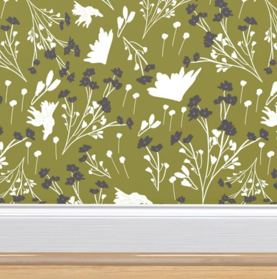 Filler Park Design 09 Green and White Floral Wallpaper
